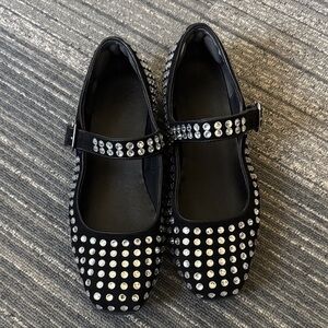 Black Mary Jane Flats with Silver Studs